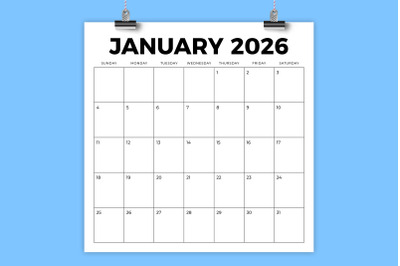 2026 Square BOLD 12x12 Calendar