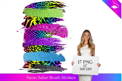 Neon Animal Print Brush Strokes Clipart | Colorful Safari Clip Art