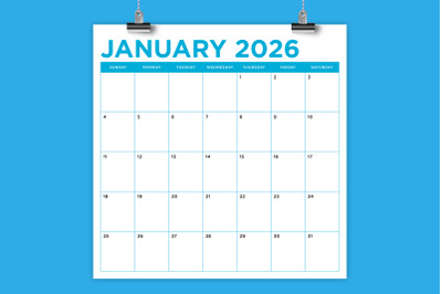 2026 Square 12x12 Bold Color Calendar