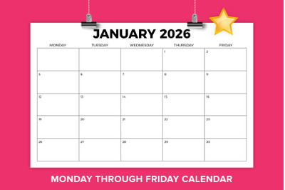 2026 11x17 Inch Bold MON-FRI Calendar