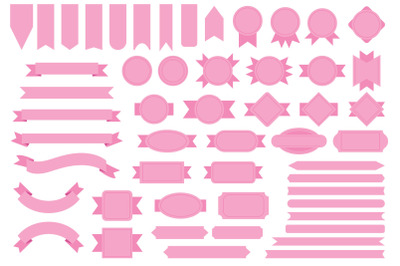 Pink Badge &amp; Banner Full Clip Art Set