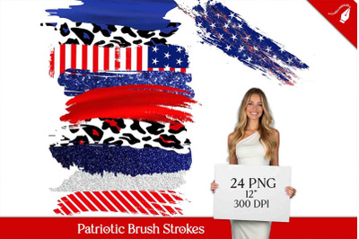 Patriotic Brush Strokes Clipart | Red Navy White Glitter Clip Art