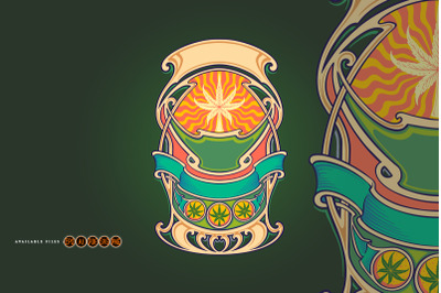 Elegant Art Nouveau Design Featuring Floral Borders