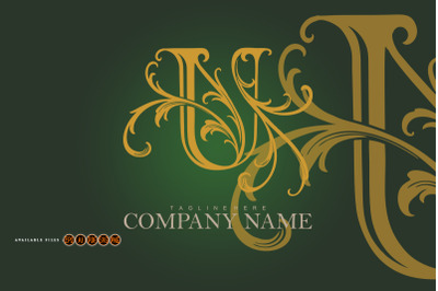 Elegant Gold U Monogram with Ornamental Flourishes