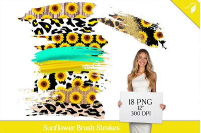 Sunflower Brush Strokes Clipart | Fall Summer Glitter Clip Art