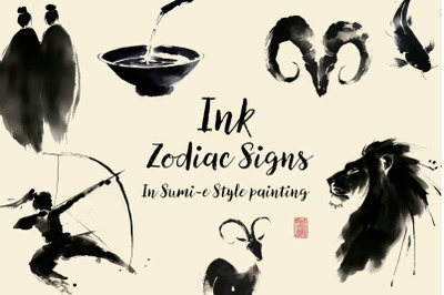 Ink Zodiac Signs Clipart Collection