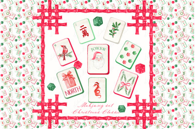 Mahjong  Christmas Classic PNG Watercolor DIY