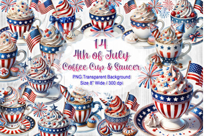 Watercolor 4th of July Coffee Cups