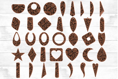 36 Leaves Earring Pendant SVG File for Laser Cut &amp; Glowforge