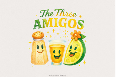 The Three Amigos PNG, Salt Lime Tequila Digital Art File, Margarita Ci