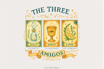 The Three Amigos PNG, Salt Shot Lime Friends Design, Mexican Party Dig
