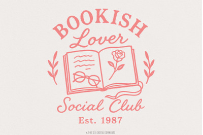 Bookish Lover Social Club PNG, Book Lover PNG, Reading Shirt, Vintage