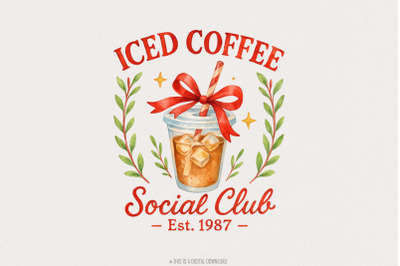 Iced Coffee Social Club Est. 1987 PNG, Coffee Club Lover Sublimation P