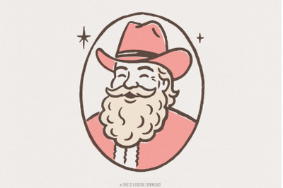 Cowboy PNG, Western PNG, Christmas PNG, Vintage Santa, Retro Holiday A