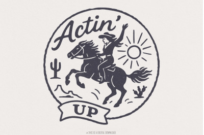 Actin&#039; Up PNG, Cowgirl Horse Western Shirt, Wild West Rodeo PNG Design