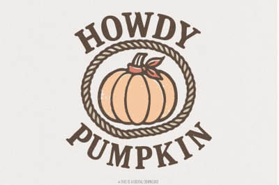 Howdy Pumpkin PNG, Western Fall PNG, Retro Halloween PNG, Autumn Subli