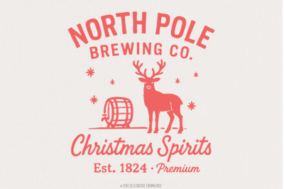 North Pole Brewing Co. Christmas Spirits PNG, Reindeer Holiday PNG, Vi