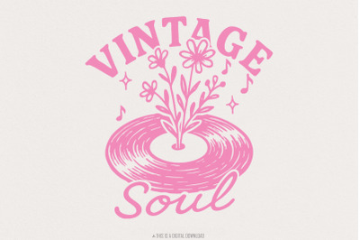 Vintage Soul PNG, Retro Floral Music Record Shirt PNG, Flower Vinyl Di