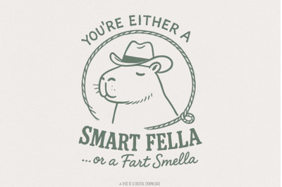 Smart Fella or a Fart Smella Capybara T-Shirt PNG, Funny Cowboy PNG Do