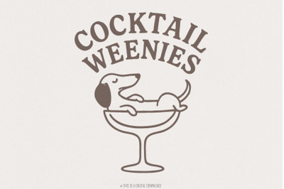 Cocktail Weenies PNG, Funny Dachshund Dog in Cocktail Glass Art, Dog L