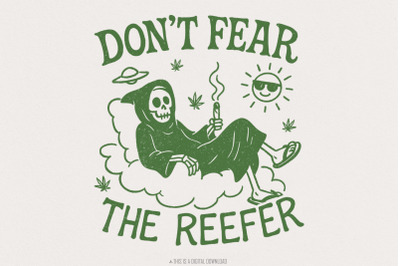 Don&#039;t Fear The Reefer PNG, Funny Grim Reaper Smoking Weed Shirt, 420 M