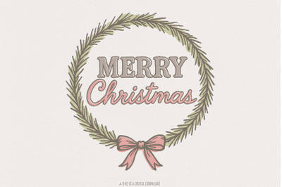 Merry Christmas Wreath PNG, Holiday Digital Download, Christmas Clipar