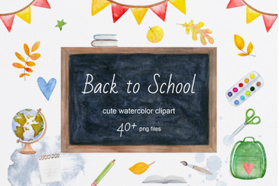 Watercolor School Clipart PNG