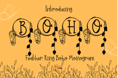 Feather Ring Boho Monogram