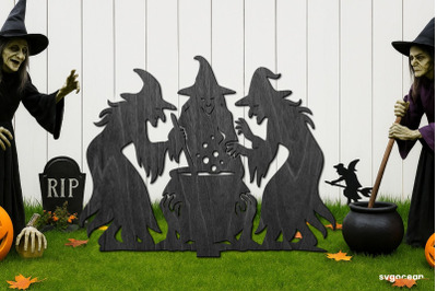 Halloween Witches Garden Stake Laser Cut