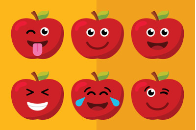 Happy Emoji Apples Clip Art Set