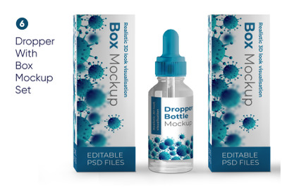 Dropper Bottle &amp; Packaging Box Mockup Bundle