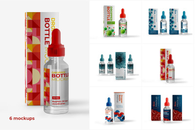 Dropper Bottle &amp; Packaging Box Mockup Bundle