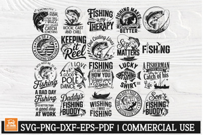 Funny Fishing SVG Bundle  20 Quotes for Cricut &amp; Shirts