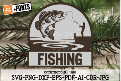 Fishing Sign SVG | Laser Cut Outdoor | Glowforge File