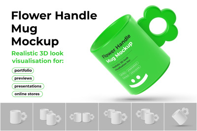 Flower Handle Mug Mockup set
