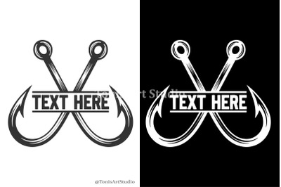 Fishing Hook Monogram SVG Split Name Svg