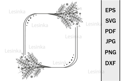 Cute Border Frame made of wheat ears, Clipart svg