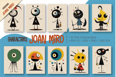 Characters in the style of Joan Miro 01.