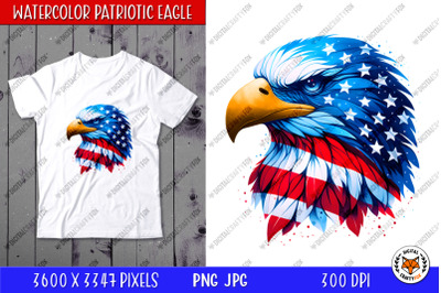 Patriotic Eagle Head PNG, 4th of July Sublimation PNG