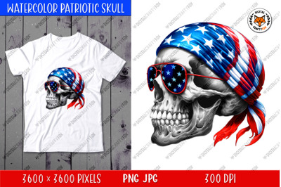 Patriotic Skull PNG, 4th of July Sublimation PNG