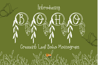 Crescent Leaf Boho Monogram