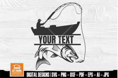 Fishing Svg with Boat Rod and Hook - Bass Catch Cut File