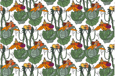 Botanical colorful decorative vegetables seamless pattern vector