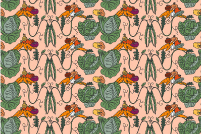 Botanical colorful decorative vegetables seamless pattern vector