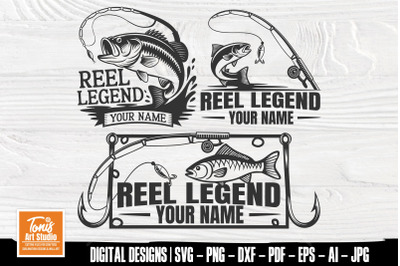 Reel Legend Fishing SVG  Bass Fish Cut Files  Monogram Fishing Shirt S