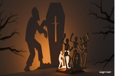 Dancing Skeletons Candle Holder SVG