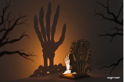 Halloween Skeleton Candle Holder SVG