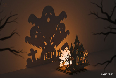Haunted House Candle Holder SVG