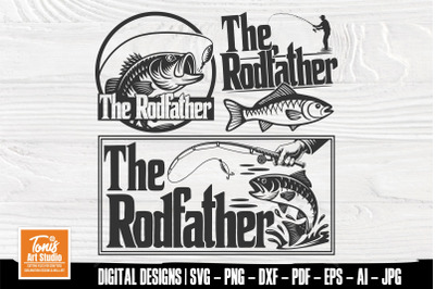 The Rodfather SVG Bundle | Funny Fishing Shirt SVG for Dad | Bass Fish