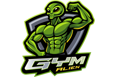 Gym alien esport mascot logo design